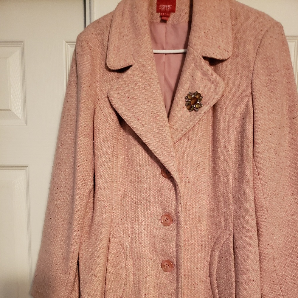 Pink wool tweed coat